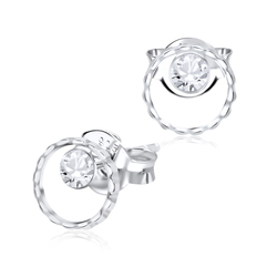 Curly Circle Silver Ear Stud STS-3704